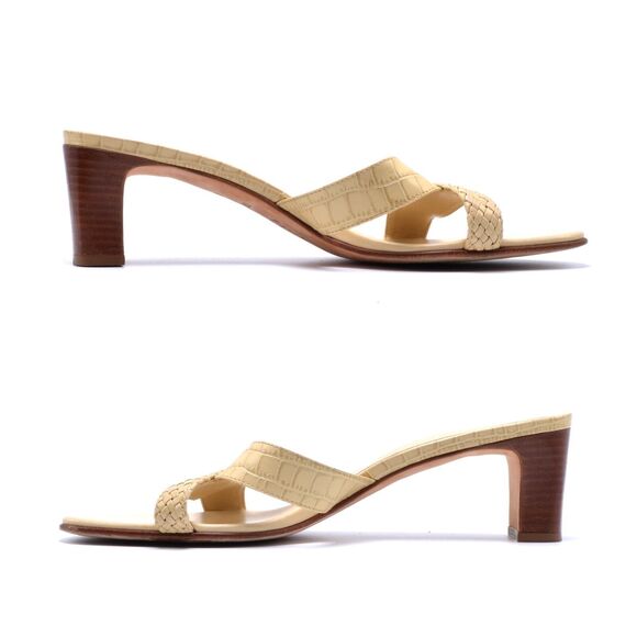 BRIGHTON Tatum Women 9M Leather Square Toe Slide Shoe Buckle Rhinestone Detail - Picture 4 of 11